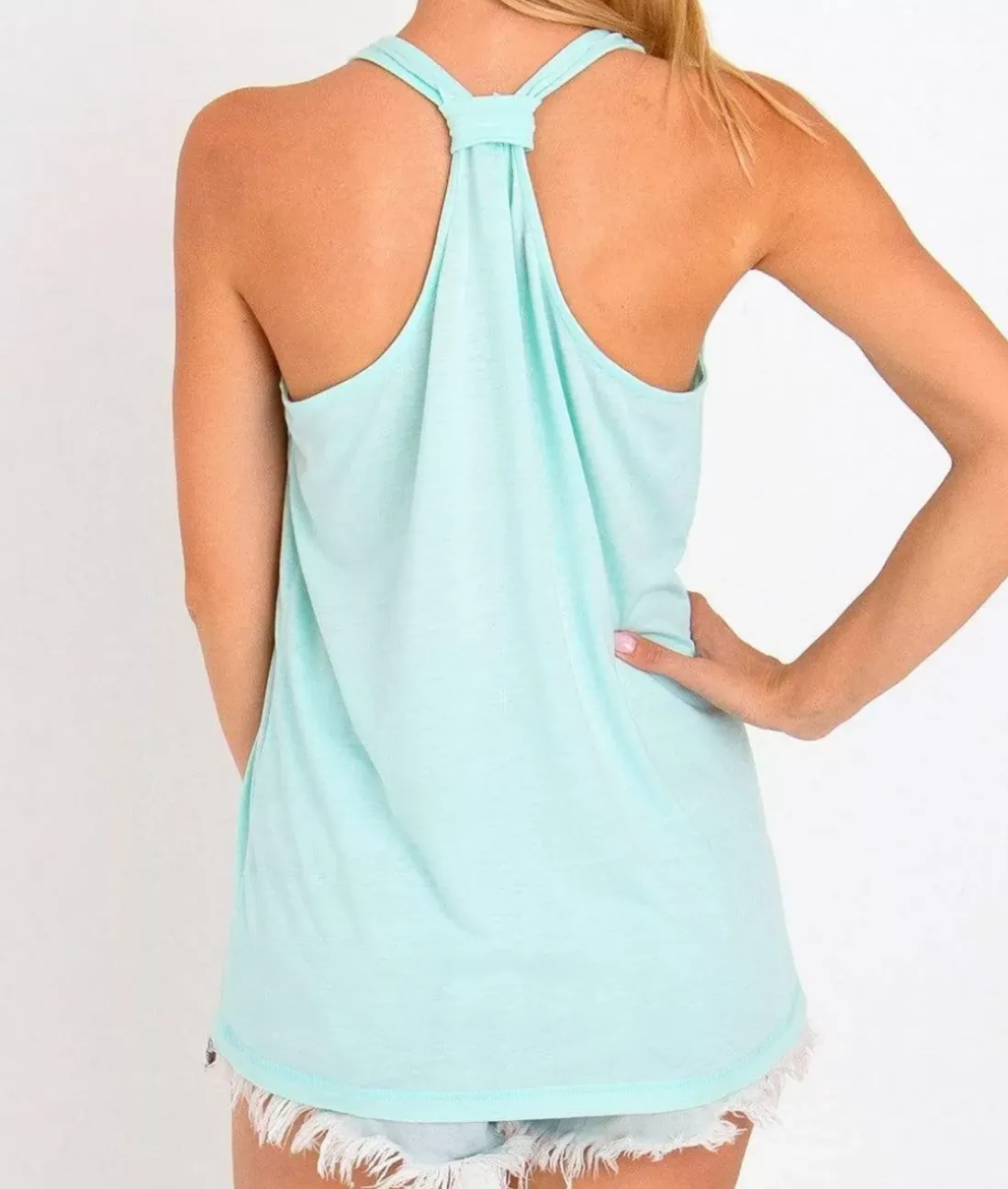 Women Nayked Apparel Tank Tops>Ladies Ridiculously Soft Knotted Racerback Tank