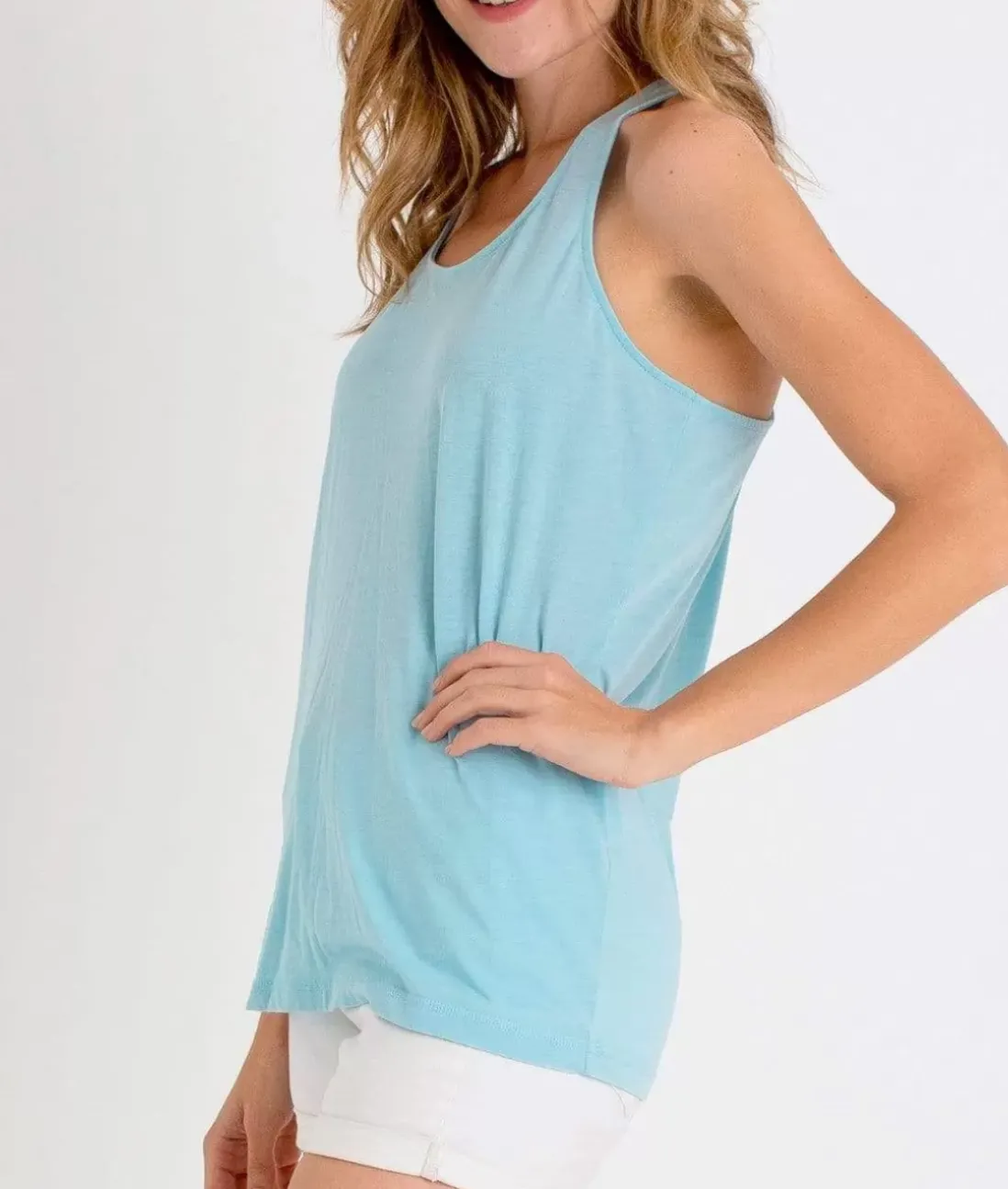Women Nayked Apparel Tank Tops>Ladies Ridiculously Soft Knotted Racerback Tank