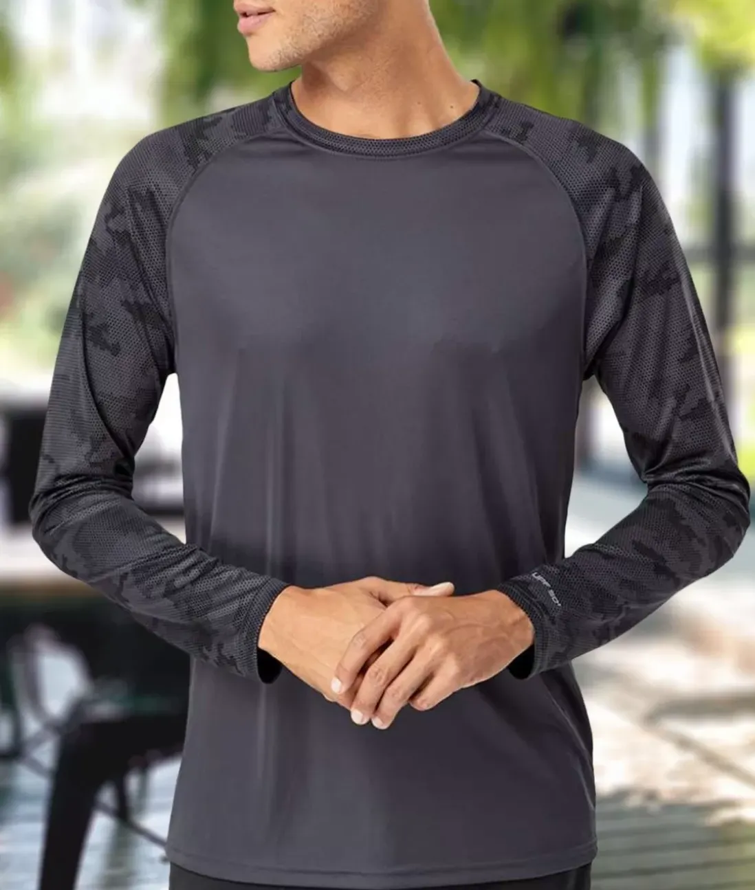 Men Nayked Apparel T-Shirts>Men'S Cayman Performance Upf Camo Colorblock Long Sleeve T-Shirt