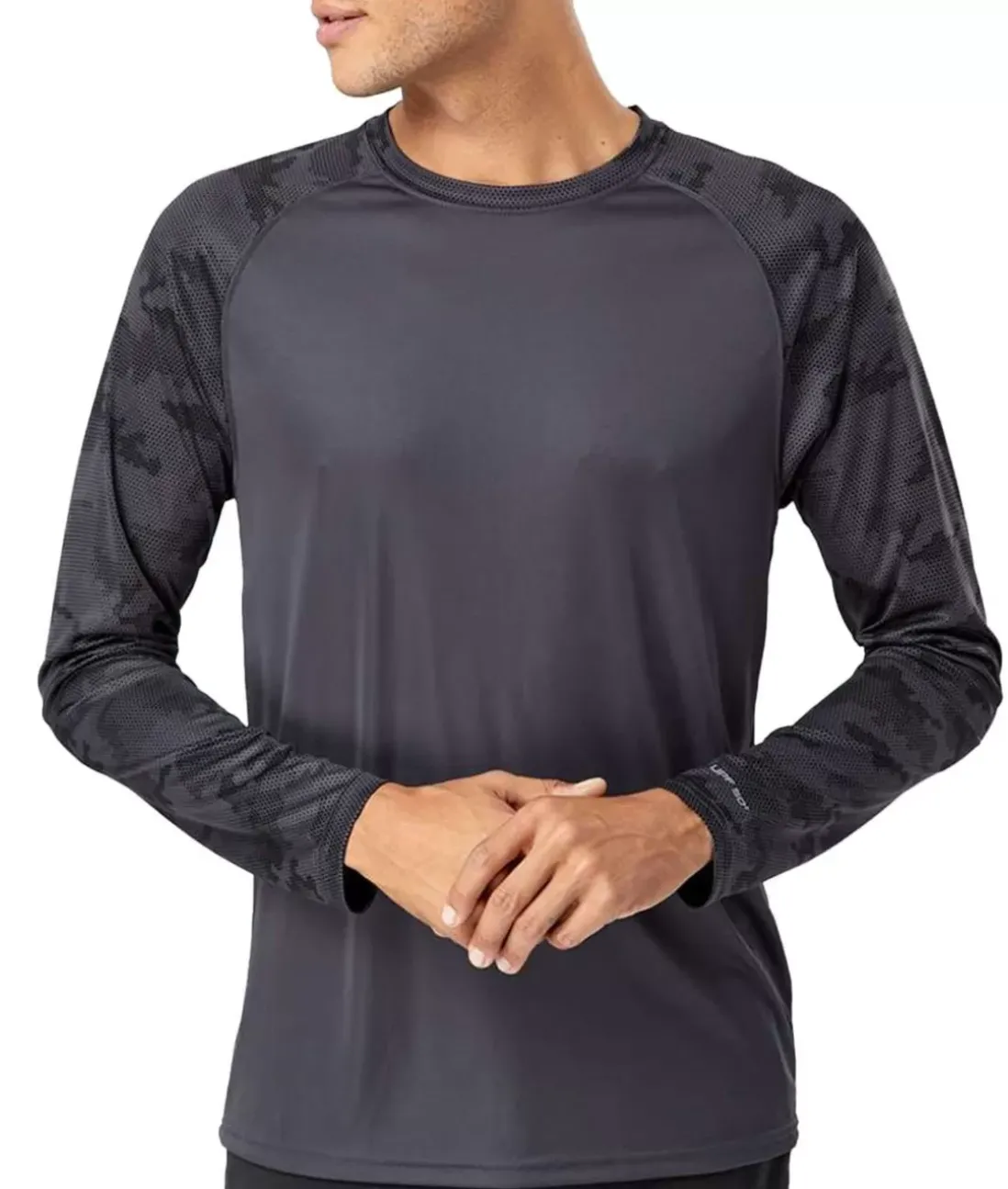 Men Nayked Apparel T-Shirts>Men'S Cayman Performance Upf Camo Colorblock Long Sleeve T-Shirt
