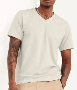 Men Nayked Apparel Shirts>Men'S Classic Cotton Short Sleeve V-Neck T-Shirt