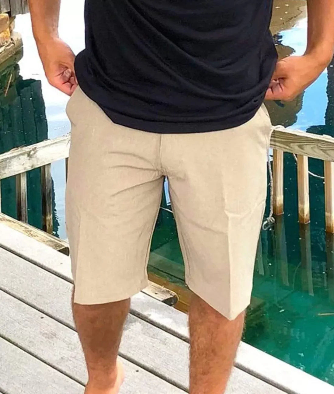 Men Nayked Apparel Bottoms>Men'S Khaki Hybrid Stretch Short