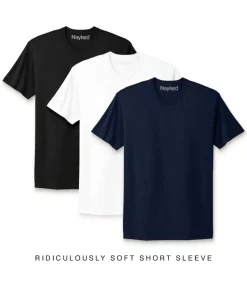 Men Nayked Apparel T-Shirts>Men'S 3Pk Ridiculously Soft Short Sleeve Crew Neck 100% Cotton T-Shirt Favorites