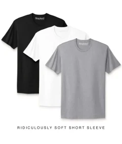 Men Nayked Apparel T-Shirts>Men'S 3Pk Ridiculously Soft Short Sleeve Crew Neck 100% Cotton T-Shirt Favorites
