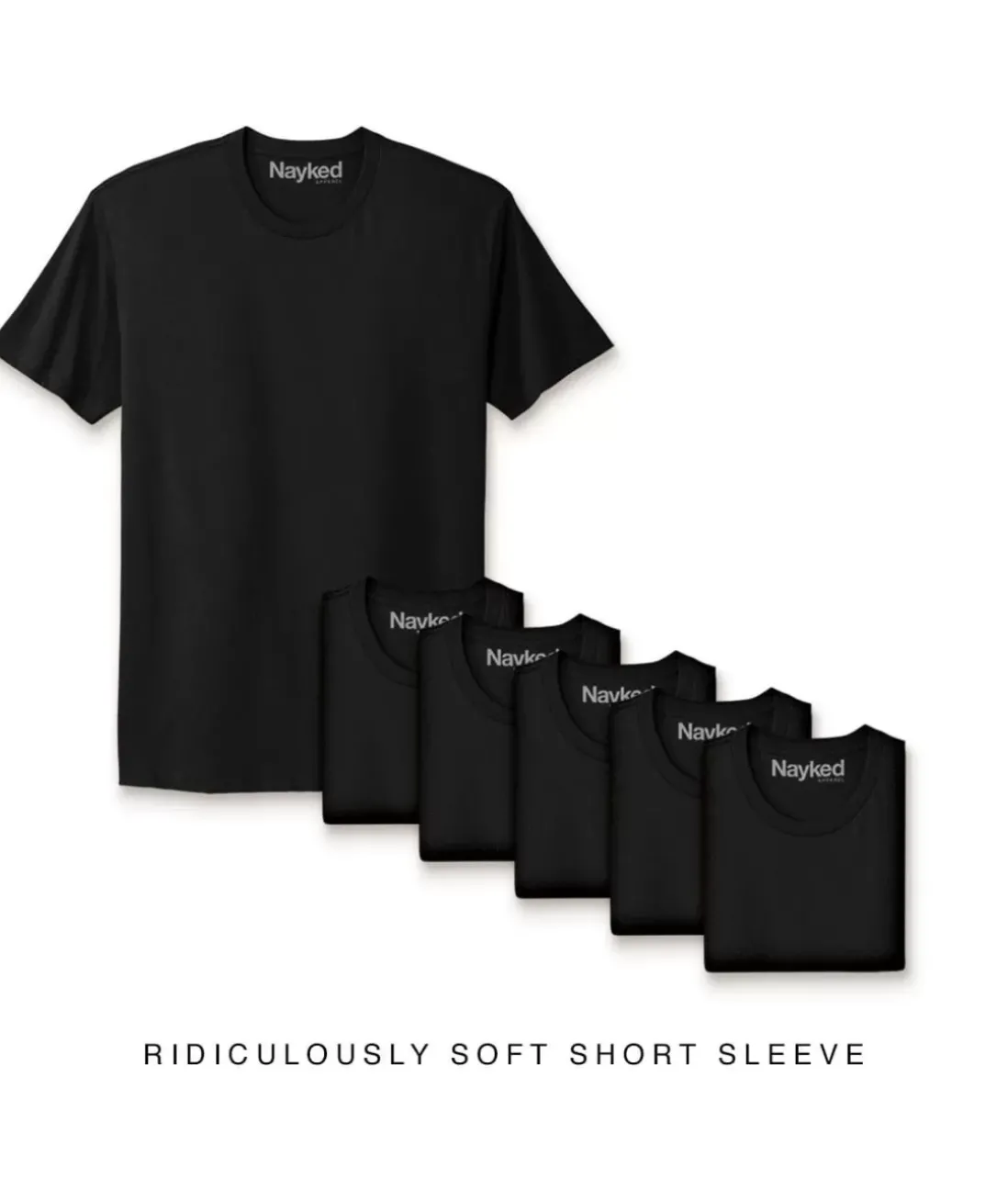 Men Nayked Apparel T-Shirts>Men'S 6Pk Ridiculously Soft Short Sleeve Crew Neck 100% Cotton T-Shirt
