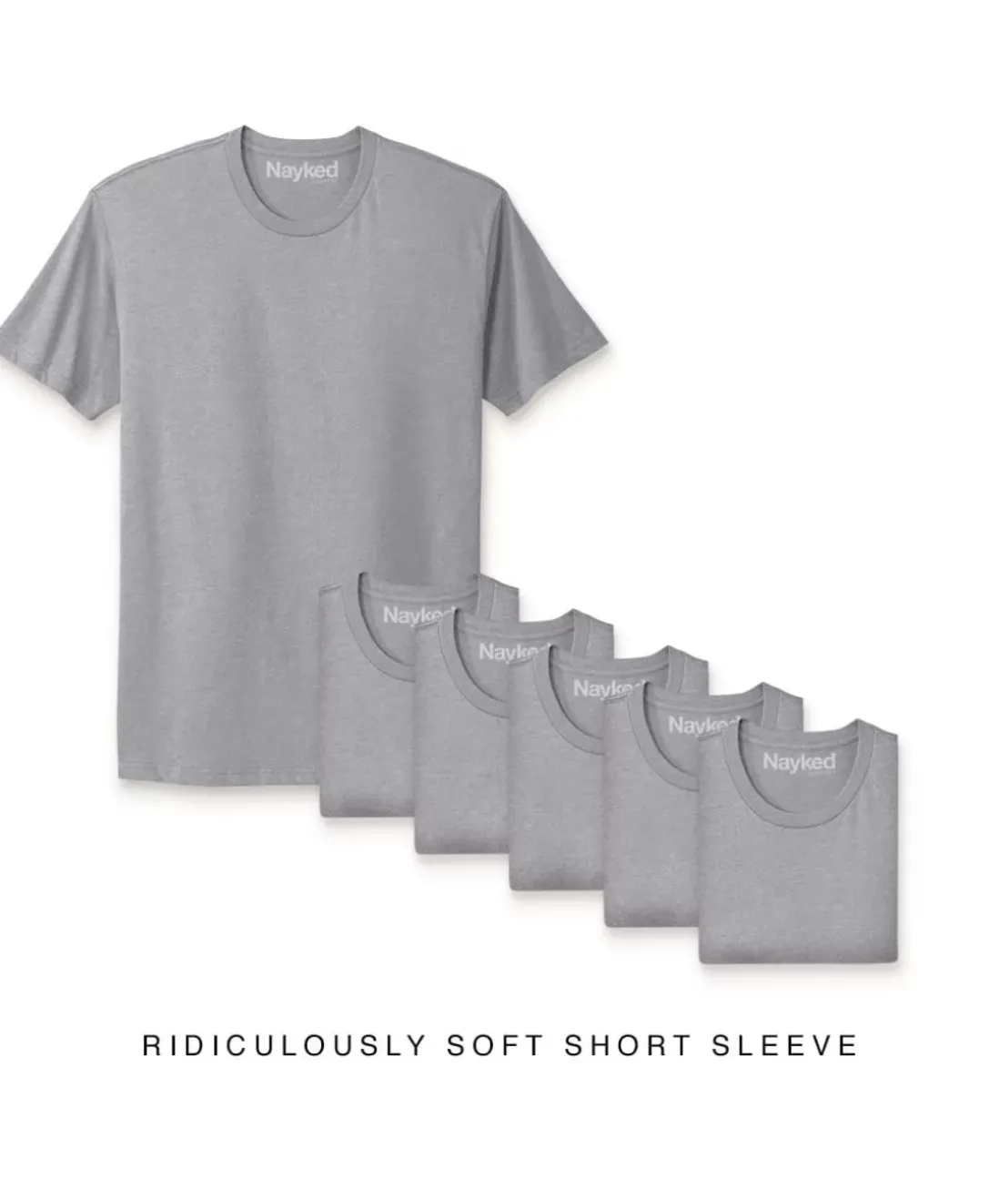 Men Nayked Apparel T-Shirts>Men'S 6Pk Ridiculously Soft Short Sleeve Crew Neck 100% Cotton T-Shirt
