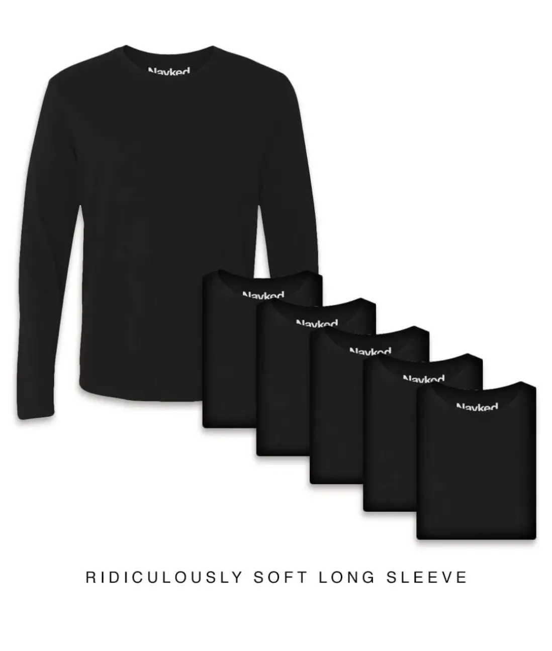 Men Nayked Apparel T-Shirt Packs>Men'S 6Pk Ridiculously Soft Long Sleeve 100% Cotton T-Shirt