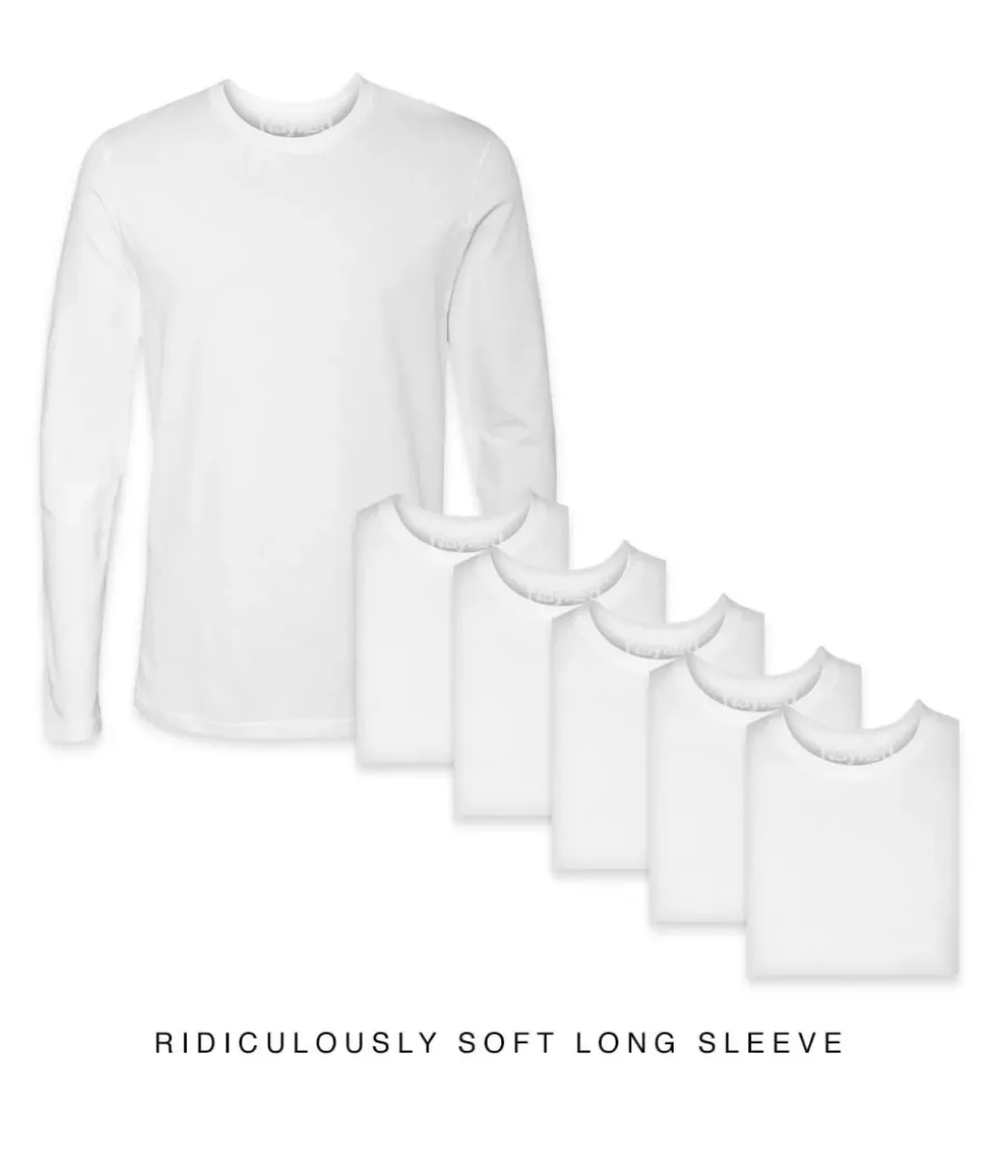 Men Nayked Apparel T-Shirt Packs>Men'S 6Pk Ridiculously Soft Long Sleeve 100% Cotton T-Shirt