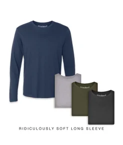 Men Nayked Apparel T-Shirt Packs>Men'S 4Pk Ridiculously Soft Long Sleeve 100% Cotton T-Shirt