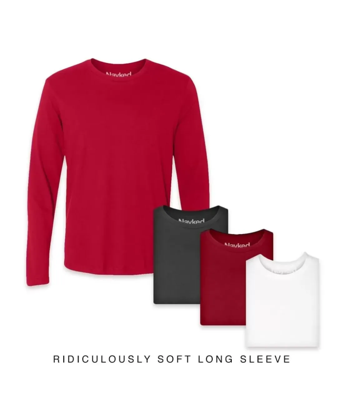 Men Nayked Apparel T-Shirt Packs>Men'S 4Pk Ridiculously Soft Long Sleeve 100% Cotton T-Shirt