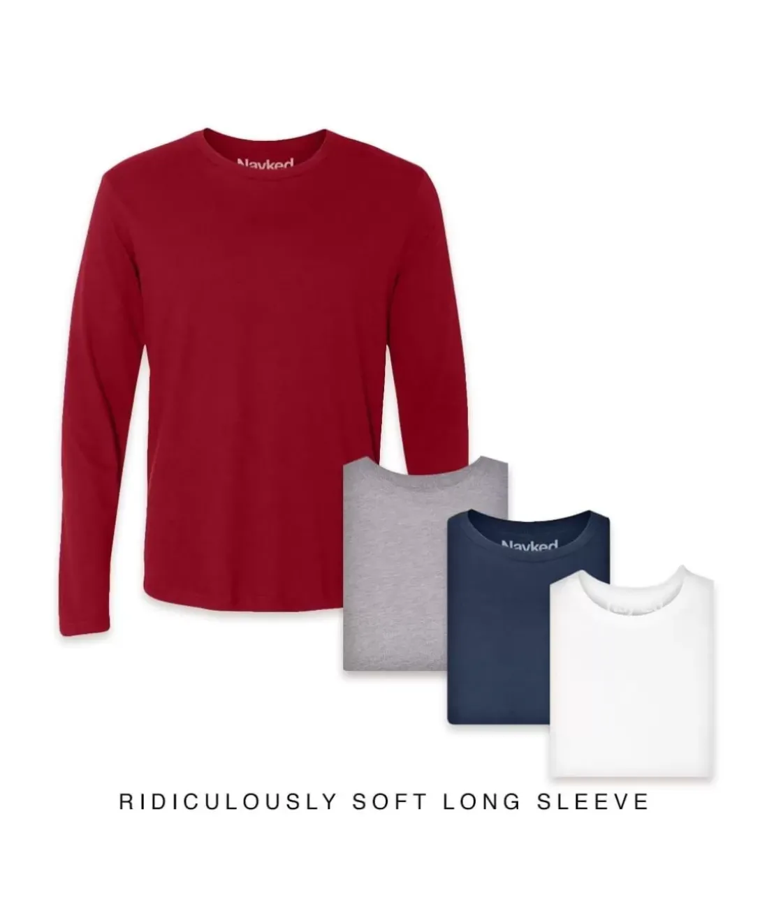 Men Nayked Apparel T-Shirt Packs>Men'S 4Pk Ridiculously Soft Long Sleeve 100% Cotton T-Shirt