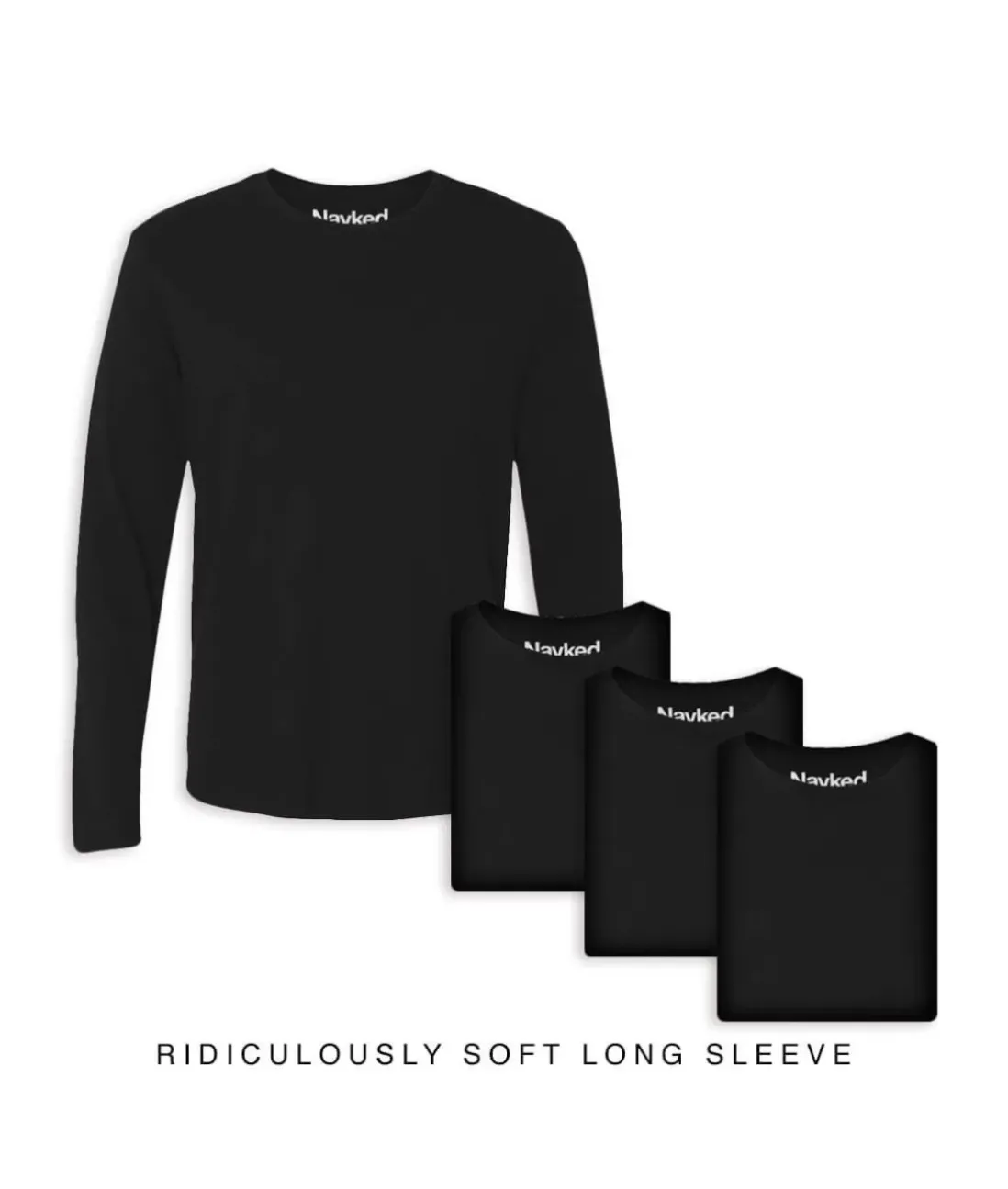 Men Nayked Apparel T-Shirt Packs>Men'S 4Pk Ridiculously Soft Long Sleeve 100% Cotton T-Shirt