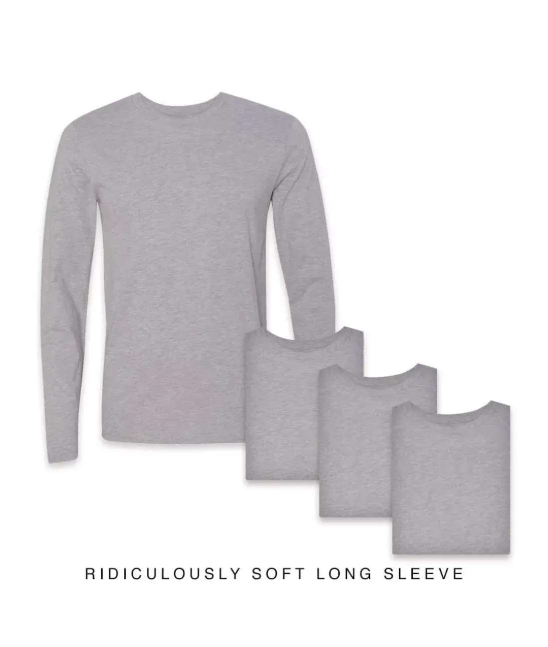 Men Nayked Apparel T-Shirt Packs>Men'S 4Pk Ridiculously Soft Long Sleeve 100% Cotton T-Shirt