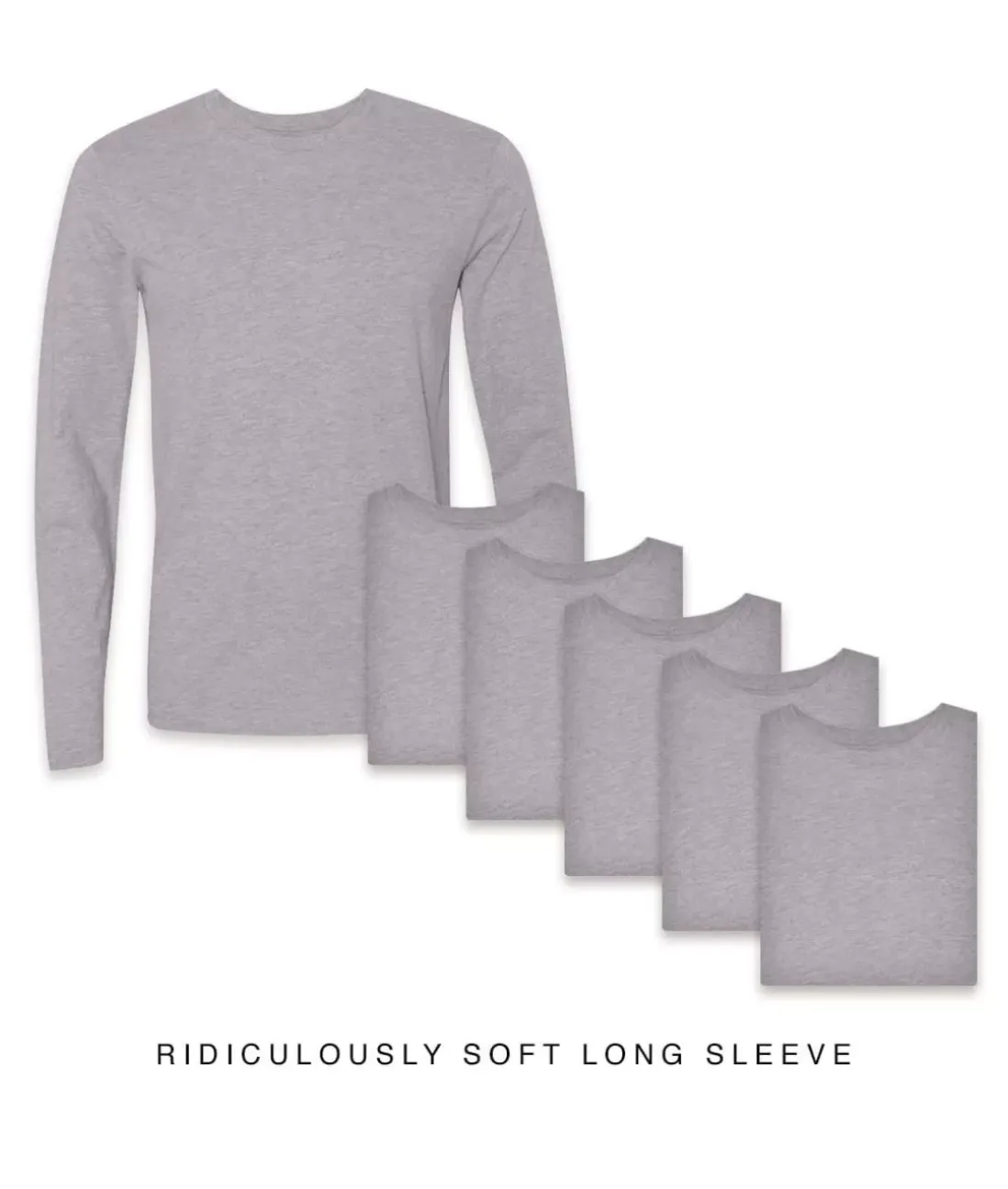 Men Nayked Apparel Shirts>Men'S 6Pk Ridiculously Soft Long Sleeve 100% Cotton T-Shirt