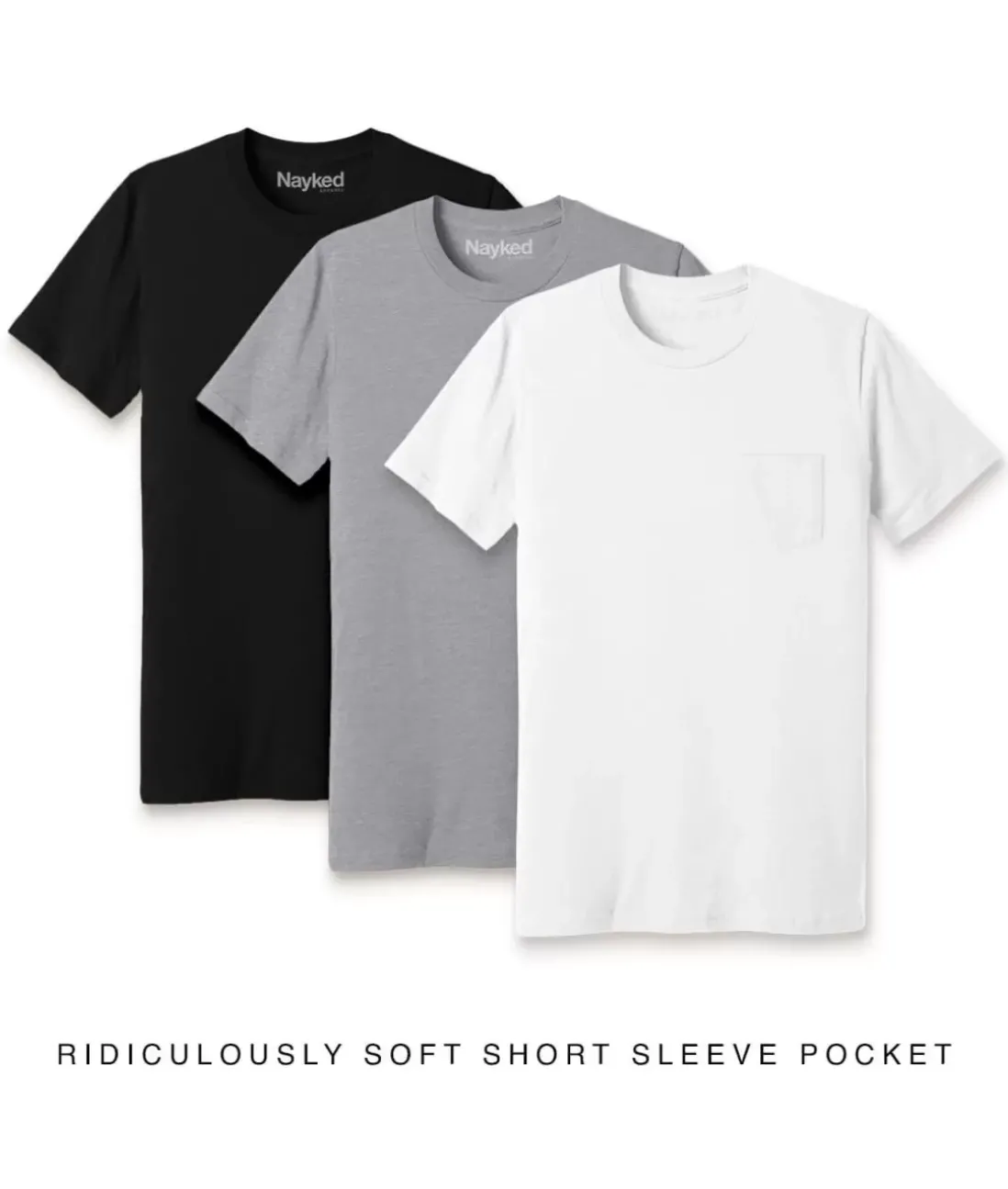 Men Nayked Apparel T-Shirt Packs>Men'S 3Pk Ridiculously Soft 100% Cotton Pocket T-Shirt Favorites