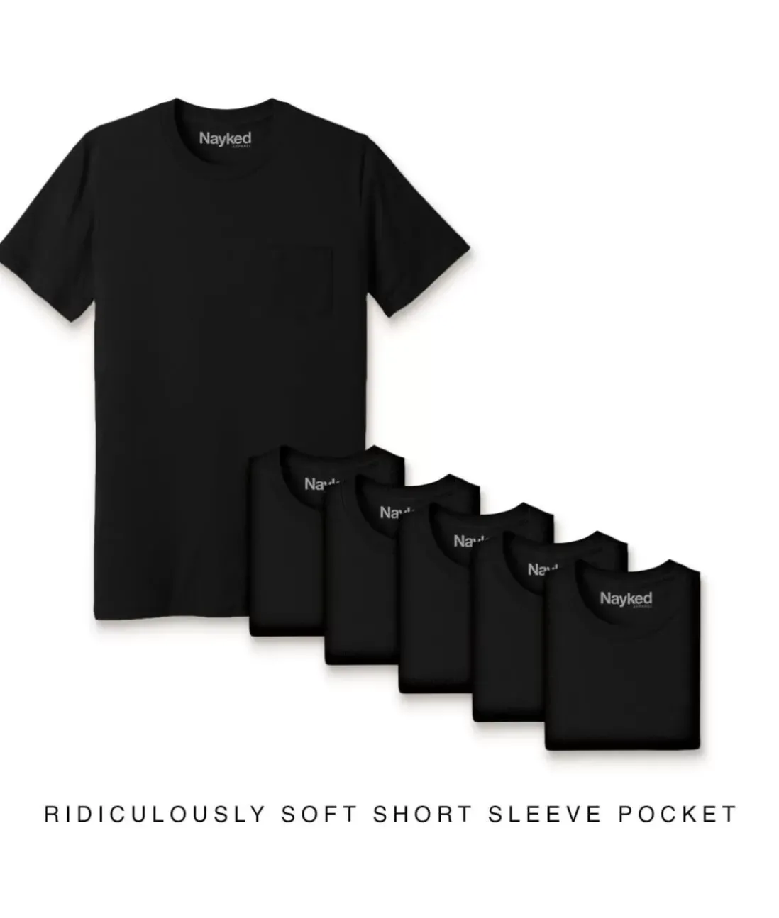 Men Nayked Apparel T-Shirt Packs>Men'S 6Pk Ridiculously Soft 100% Cotton Pocket T-Shirt