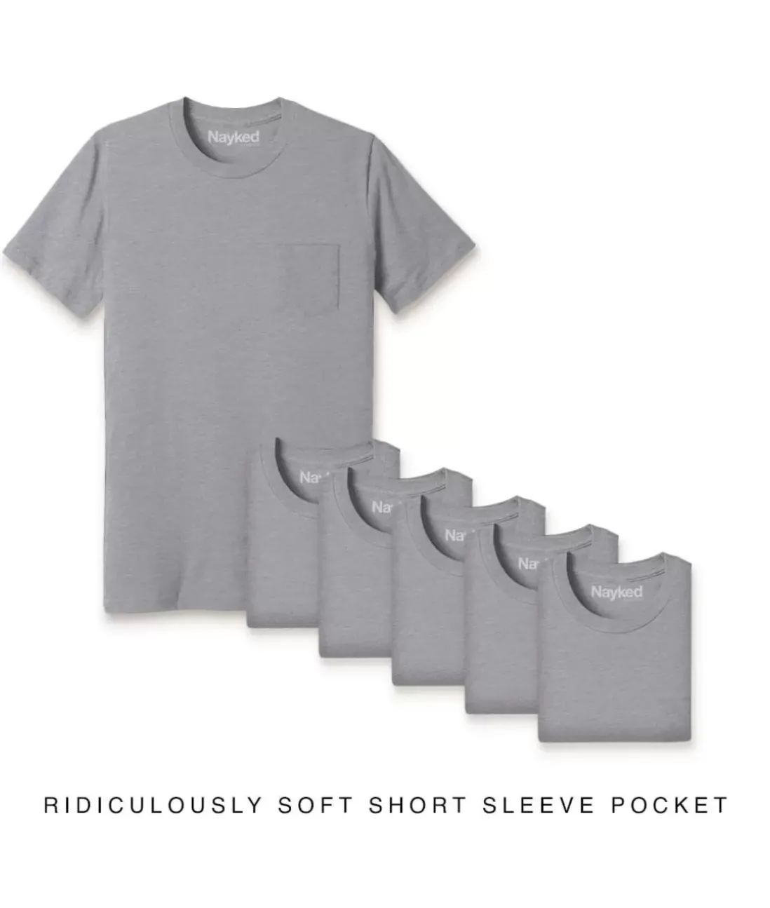 Men Nayked Apparel T-Shirt Packs>Men'S 6Pk Ridiculously Soft 100% Cotton Pocket T-Shirt