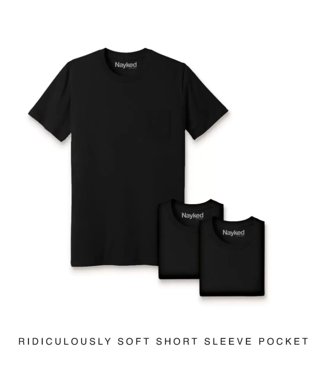 Men Nayked Apparel Shirts>Men'S 3Pk Ridiculously Soft 100% Cotton Pocket T-Shirt