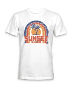 Men Nayked Apparel T-Shirts>Men'S Ridiculously Soft 100% Cotton Graphic Tee | Sunset Surfing