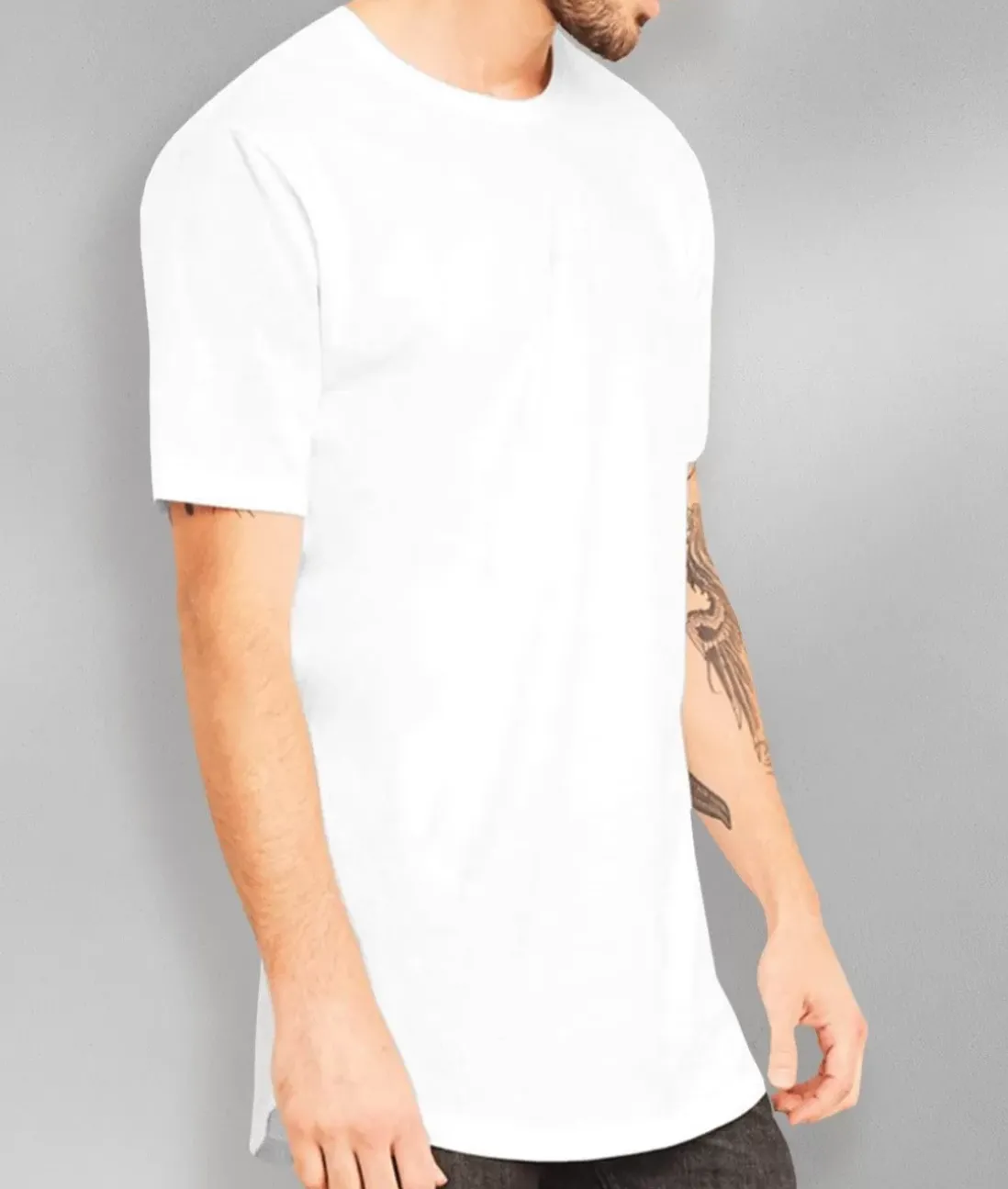 Men Nayked Apparel Shirts>Men'S Ridiculously Soft Curved Hem Longline T-Shirt