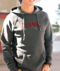 Men Nayked Apparel Hoodies & Sweatshirts>Men'S Ridiculously Soft Midweight Raglan Hooded Valentine'S Day Graphic Sweatshirt | Love My Pet