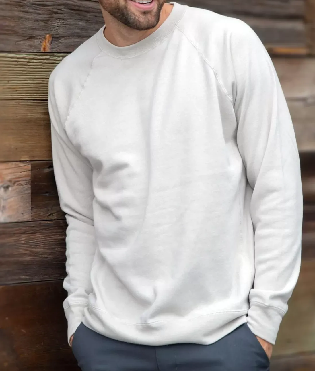 Men Nayked Apparel Workout Wear>Men'S Ridiculously Soft Midweight Raglan Pullover