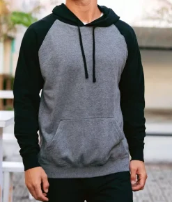 Men Nayked Apparel Hoodies & Sweatshirts>Men'S Ridiculously Soft Midweight Raglan Colorblocked Hooded Sweatshirt