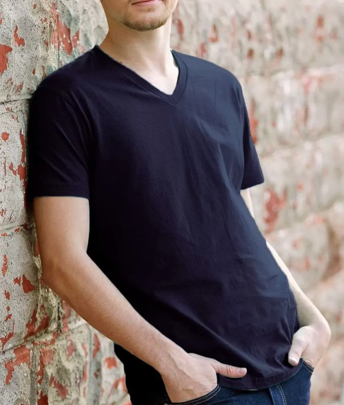 Men Nayked Apparel Shirts>Men'S Ridiculously Soft Short Sleeve V-Neck 100% Cotton Shirt