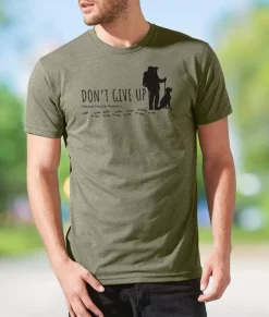 Men Nayked Apparel Shirts>Ridiculously Soft Crew Neck Graphic T-Shirt | Don'T Give Up-Hike With Your Dog