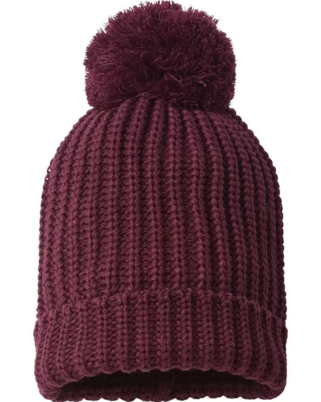 Men Nayked Apparel Accessories>Soft Chunky Knit Two-Tone Hat With Pom Pom And Solid Color Beanie With Pom Pom And Cuff