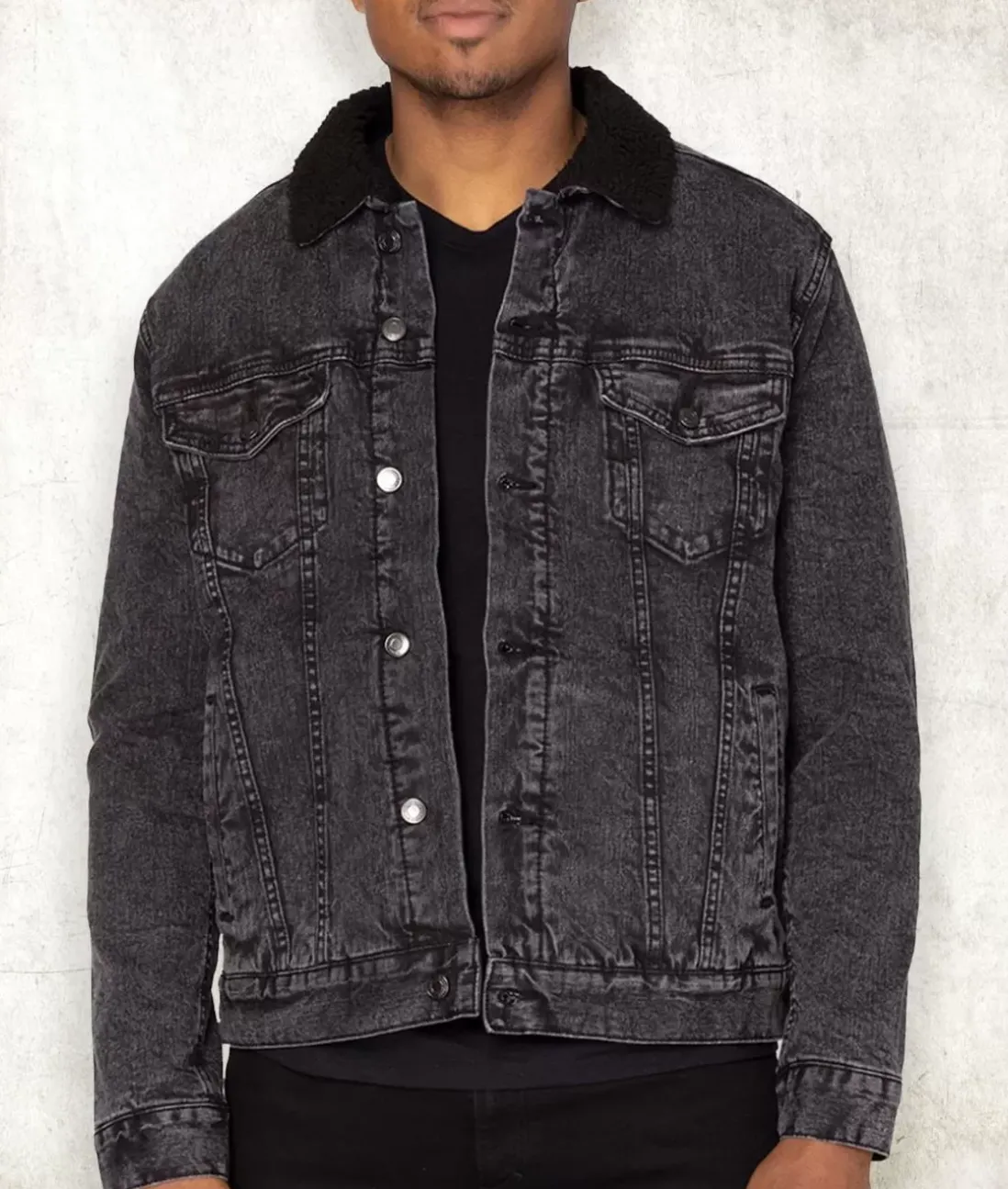 Men Nayked Apparel Shirts>Unisex Soft Sherpa Lined Vintage Denim Jacket