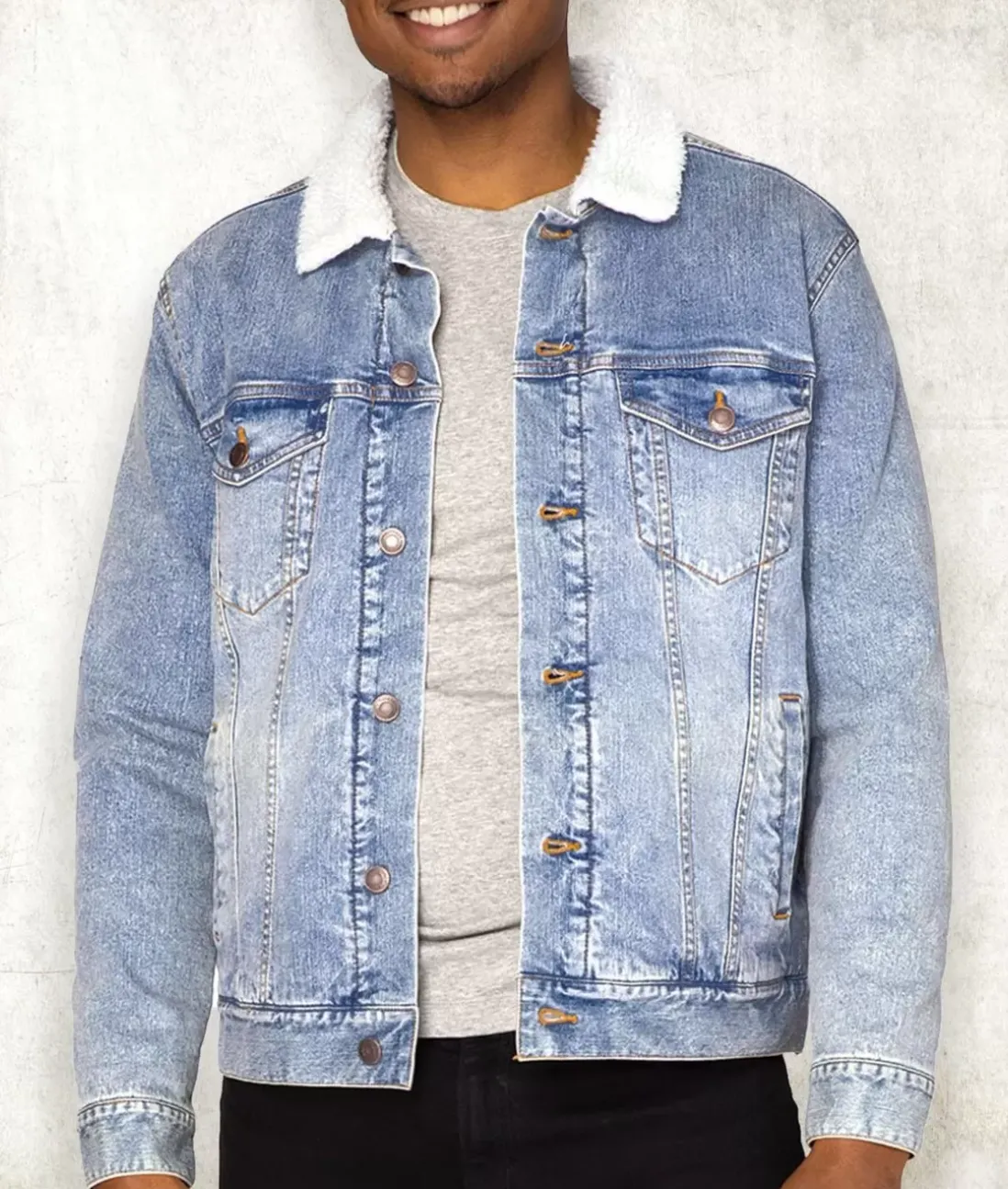 Women Nayked Apparel Outerwear>Unisex Soft Sherpa Lined Vintage Denim Jacket