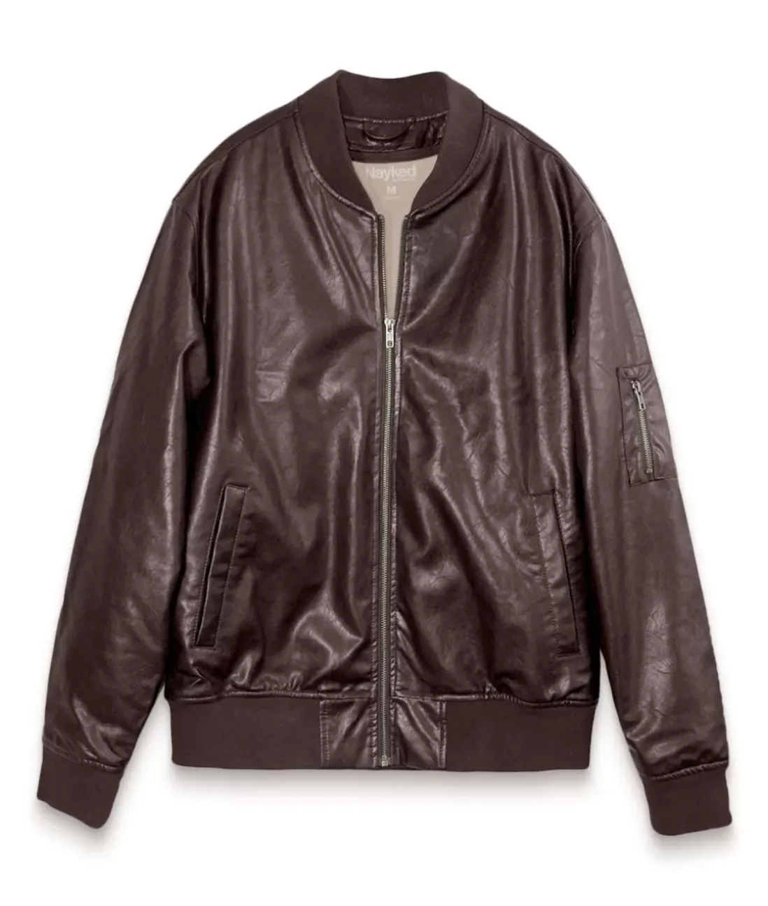 Men Nayked Apparel Shirts>Vegan Leather Recycled Bomber Jacket