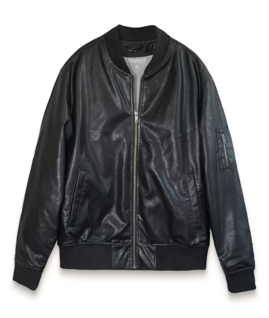 Men Nayked Apparel Outerwear>Vegan Leather Recycled Bomber Jacket
