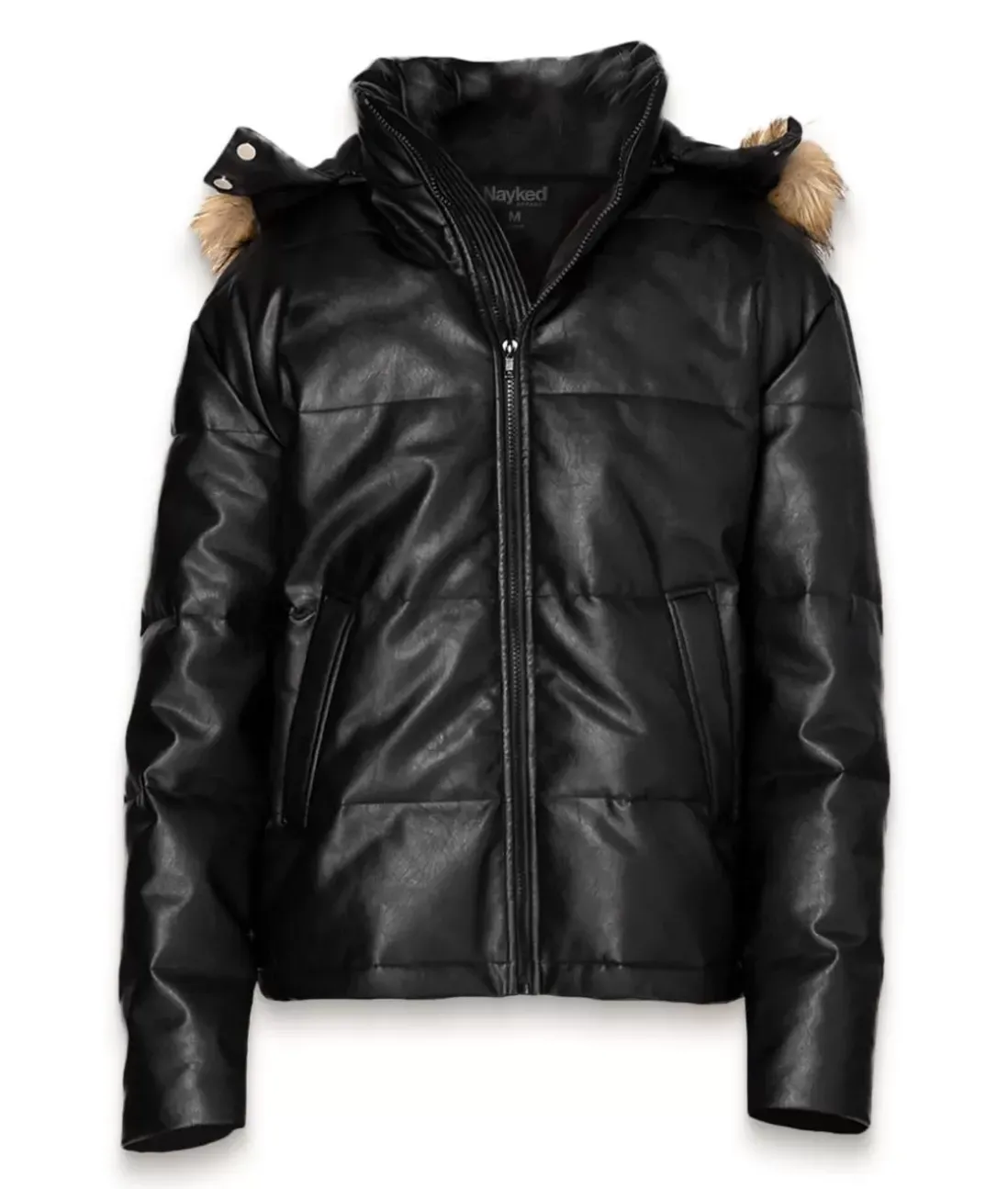 Men Nayked Apparel Outerwear>Vegan Leather Recycled Puffer Jacket
