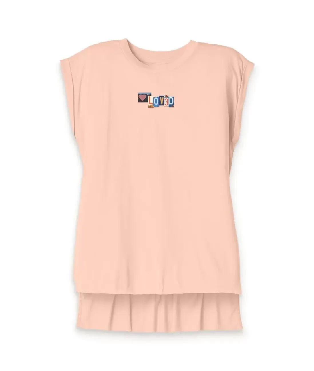 Women Nayked Apparel Tank Tops>Women'S Ridiculously Soft Flowy Rolled Cuff Muscle Graphic Tee | Loved