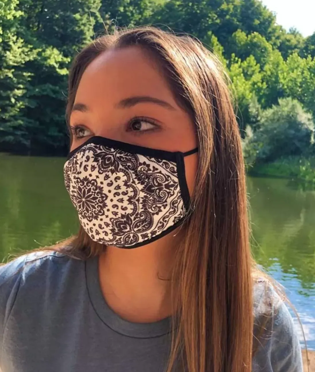 Women Nayked Apparel Accessories>Women'S Ridiculously Soft Bandana Print 2-Layer Face Mask With Adjustable Ear Loops