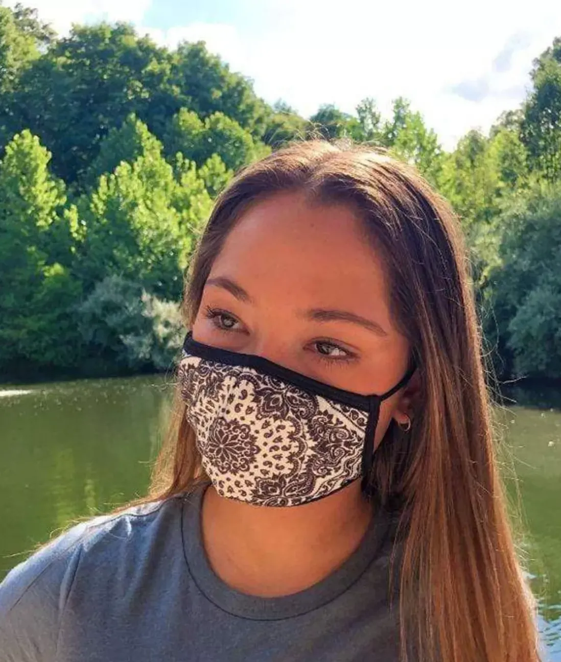 Women Nayked Apparel Accessories>Women'S Ridiculously Soft Bandana Print 2-Layer Face Mask With Adjustable Ear Loops