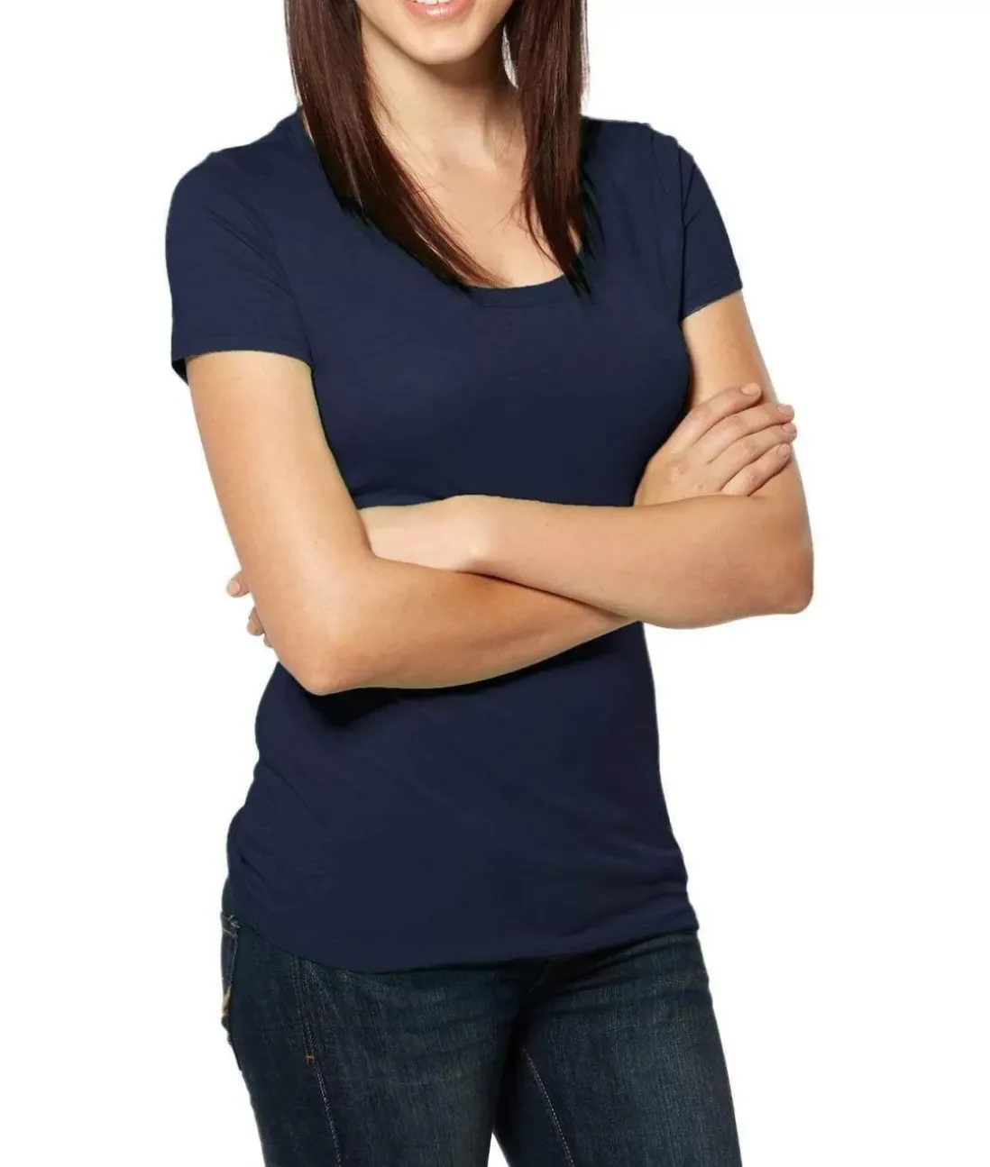 Women Nayked Apparel Tops>Women'S Ridiculously Soft Lightweight Deep Scoop-Neck T-Shirt
