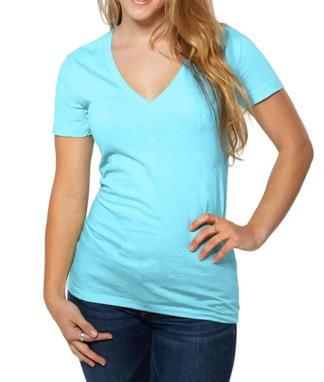 Women Nayked Apparel T-Shirts>Women'S Ridiculously Soft Deep V-Neck T-Shirt