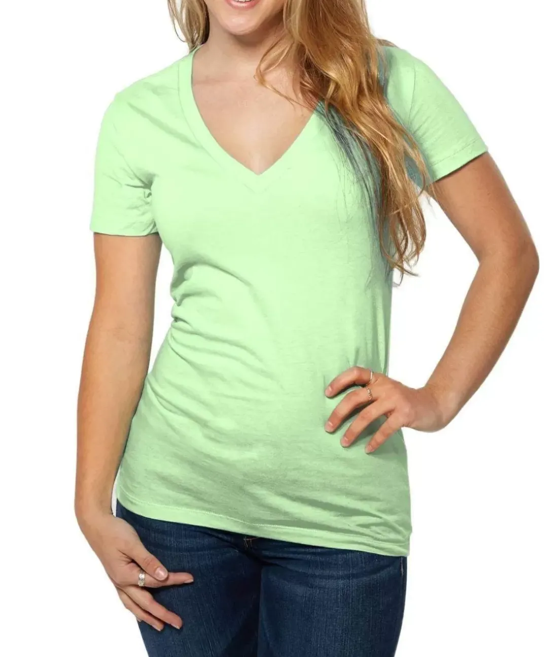 Women Nayked Apparel T-Shirts>Women'S Ridiculously Soft Deep V-Neck T-Shirt