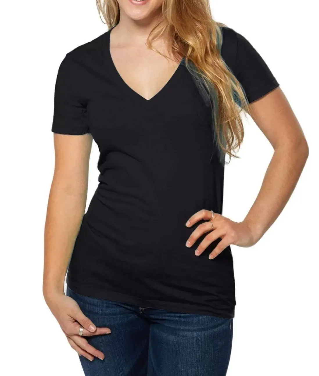 Women Nayked Apparel T-Shirts>Women'S Ridiculously Soft Deep V-Neck T-Shirt