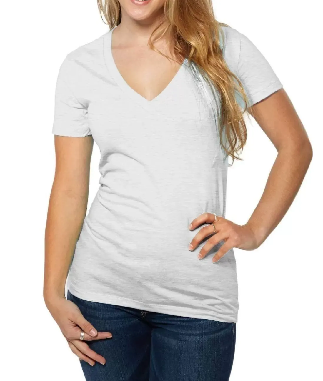 Women Nayked Apparel T-Shirts>Women'S Ridiculously Soft Deep V-Neck T-Shirt