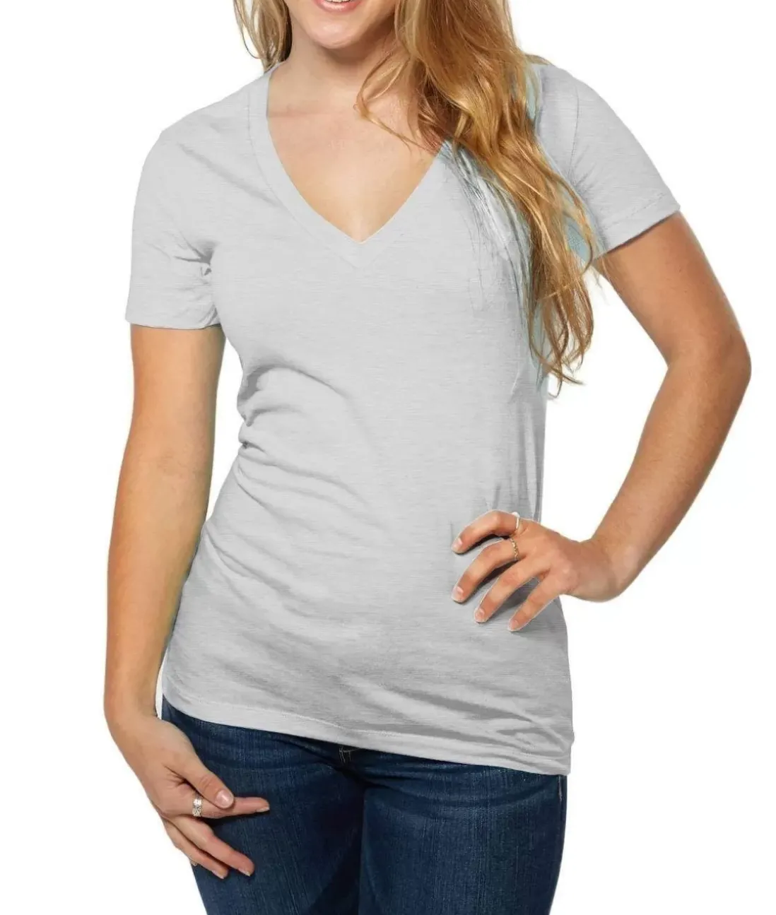 Women Nayked Apparel T-Shirts>Women'S Ridiculously Soft Deep V-Neck T-Shirt