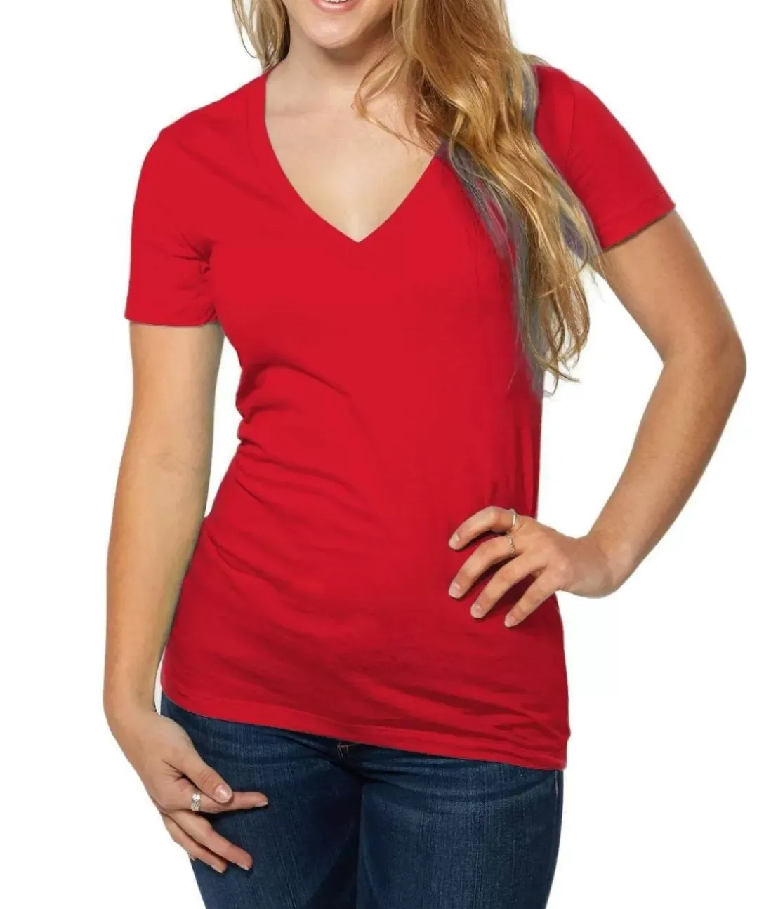Women Nayked Apparel T-Shirts>Women'S Ridiculously Soft Deep V-Neck T-Shirt