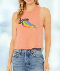 Women Nayked Apparel T-Shirts>Women'S Ridiculously Soft Cropped Graphic Racerback Tank | Love