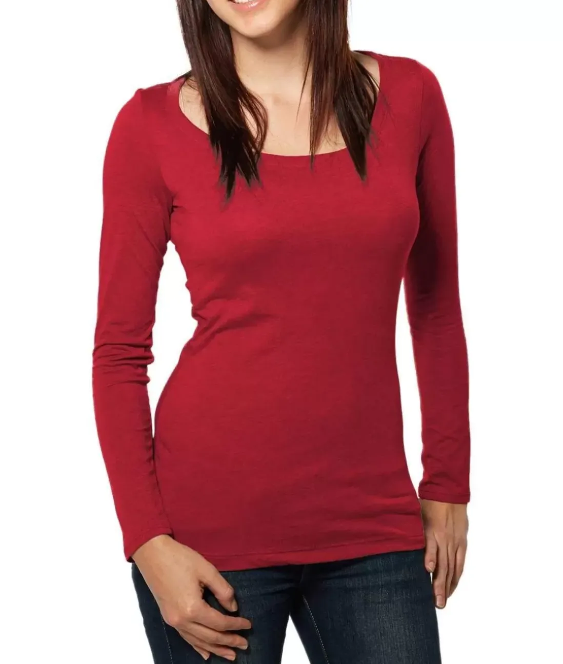 Women Nayked Apparel Tops>Women'S Ridiculously Soft Lightweight Long Sleeve Scoop-Neck T-Shirt
