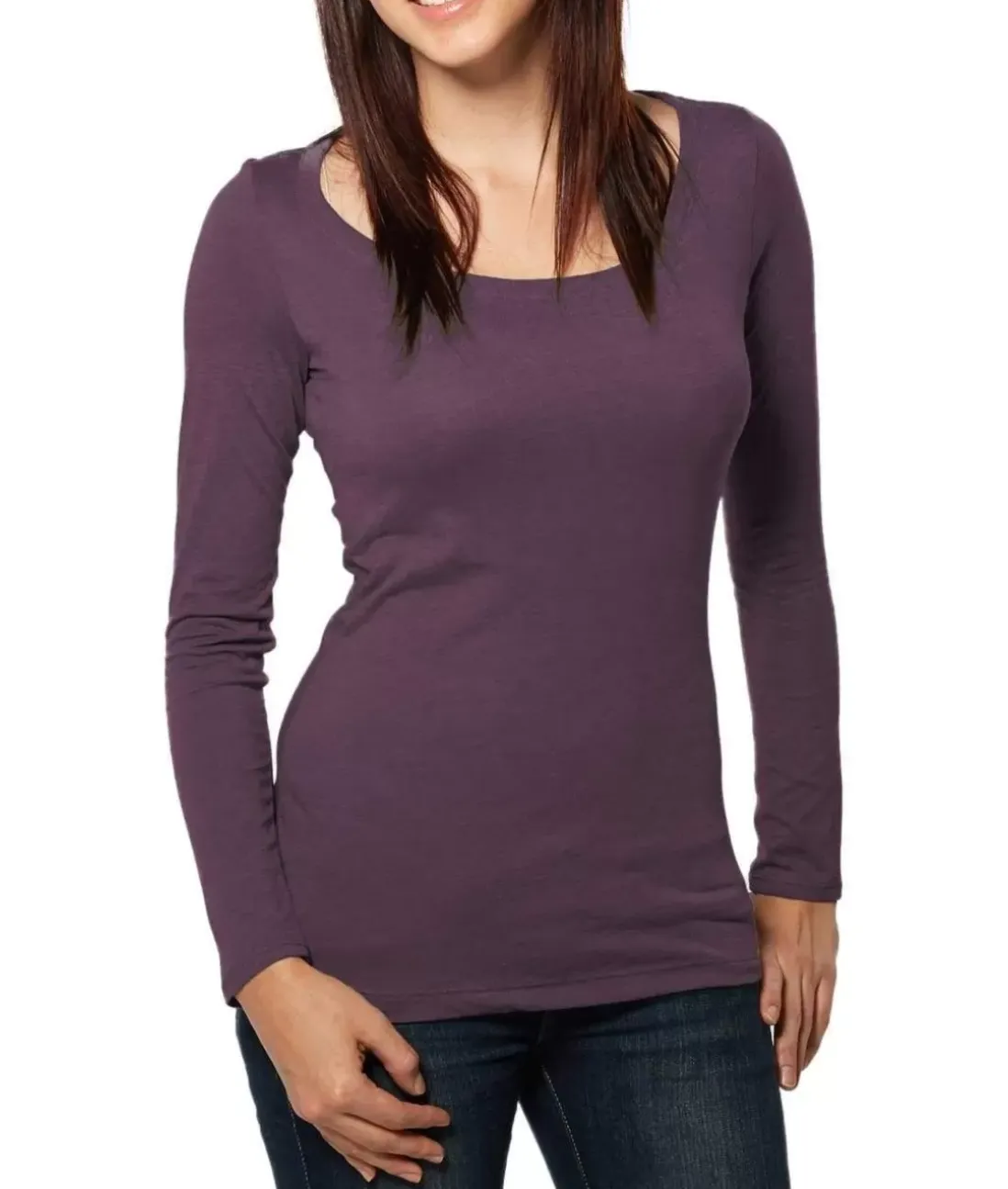 Women Nayked Apparel Tops>Women'S Ridiculously Soft Lightweight Long Sleeve Scoop-Neck T-Shirt