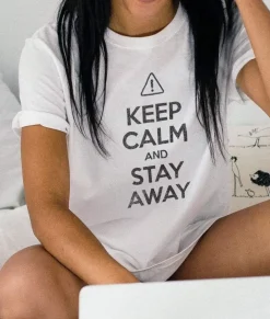 Women Nayked Apparel T-Shirts>Women'S Ridiculously Soft 100% Cotton Graphic Tee | Keep Calm And Stay Away
