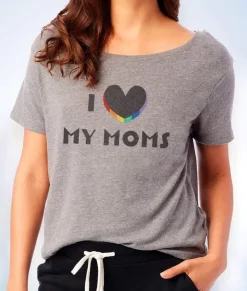 Women Nayked Apparel Tops>Women'S Ridiculously Soft Vintage Oversized Graphic Tee | I Love My Moms